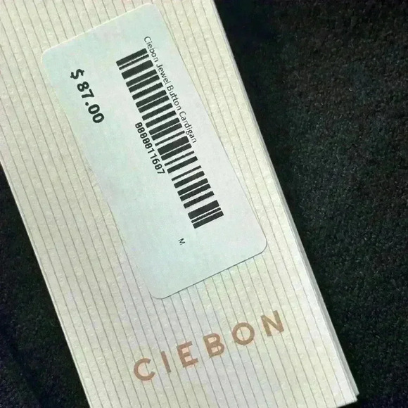 Ciebon V-Neck Black Cardigan Sweater With Rhinestone Buttons Medium New With Tag - Picture 8 of 8